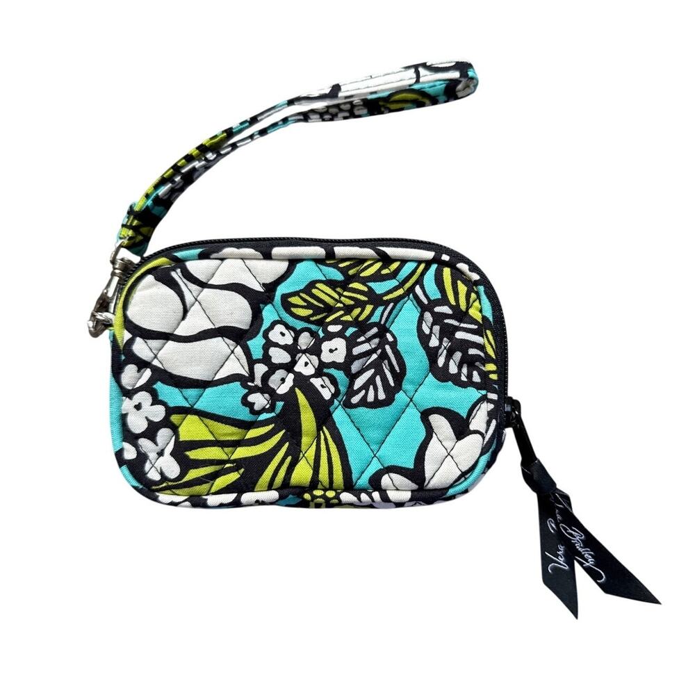 Vera Bradley Tiny Wristlet Coin Purse in Island Blooms Blue Green NEW